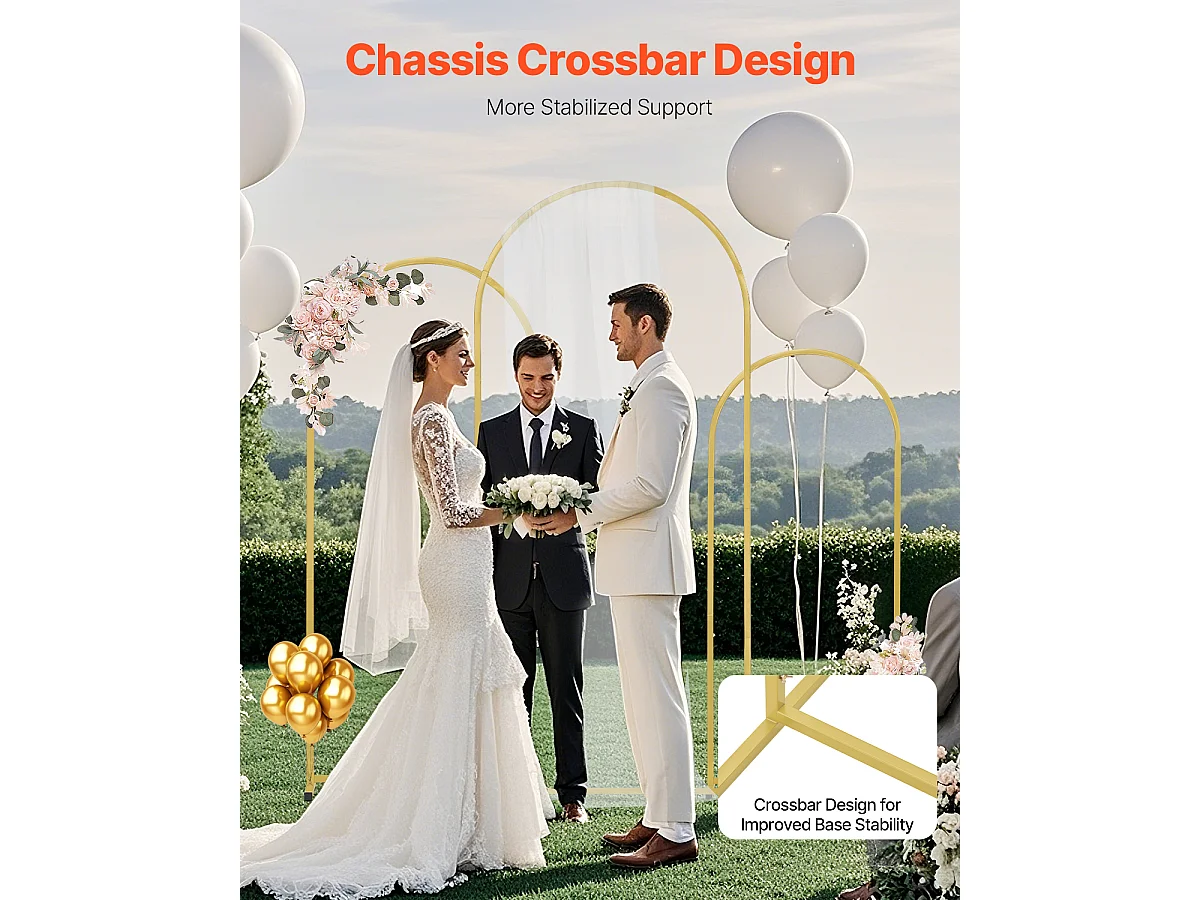 Support de Fond Arche Métallique SucceBuy pour Arche de Mariage, pour Toutes les Occasions, Lot de 3