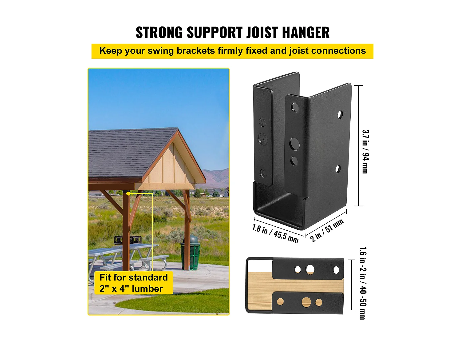 Kit de Supports SucceBuy Lot de 24 Supports de Solive Dissimulés 5,08 x 10,16 cm pour Bois d'Œuvre, Montage sur Face, Bride Dissimulée