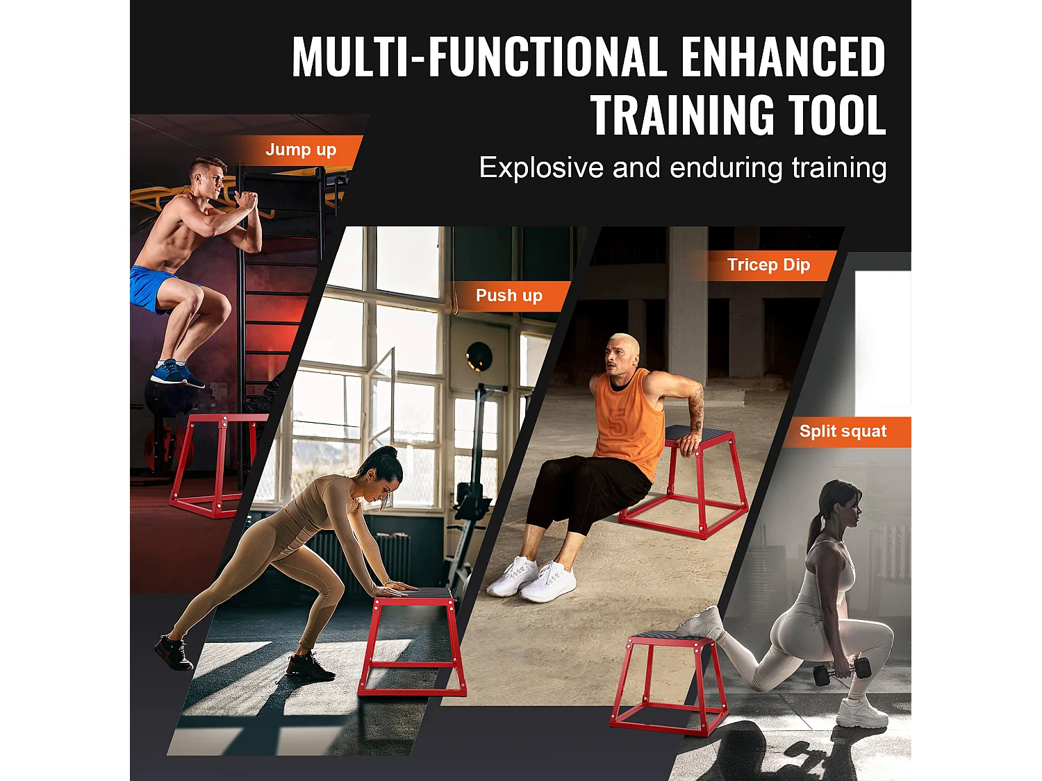 Cassa per Salto Pliometrico SucceBuy, Cassa per Salto Musculazione Fitness, 3 Pezzi, 30.5/45.8/60.9 cm