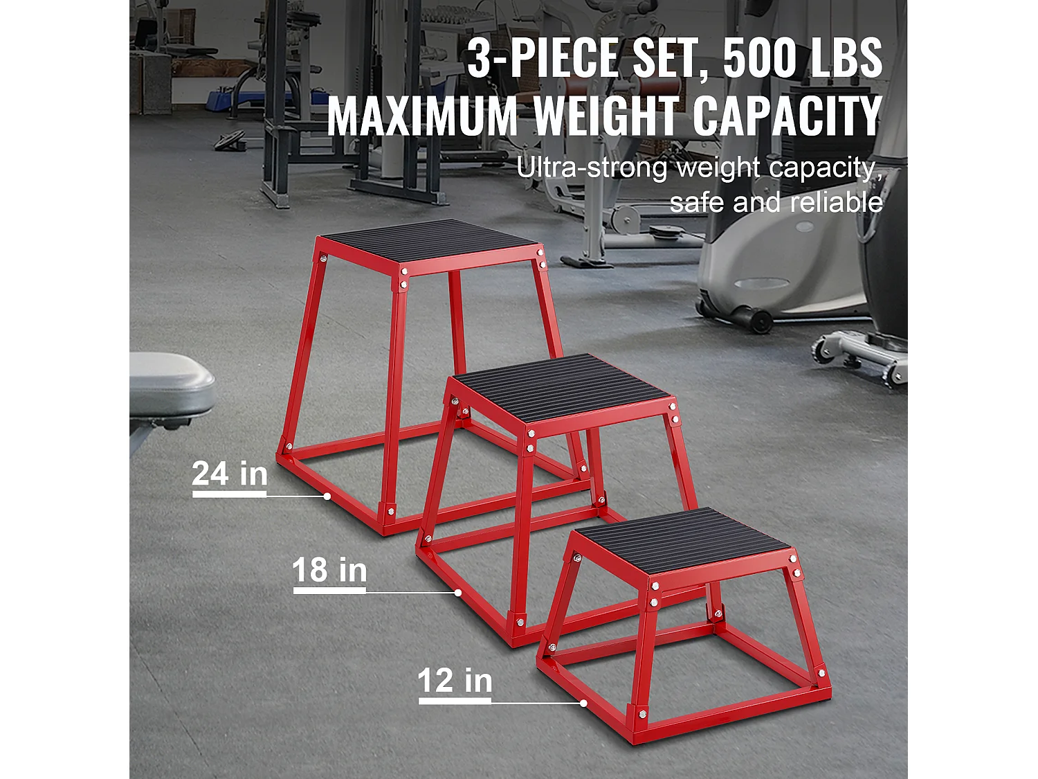 Boîte de Saut Pliométrique SucceBuy, Boîte à Saut Musculation Fitness, 3PCs, 30.5/45.8/60.9 cm