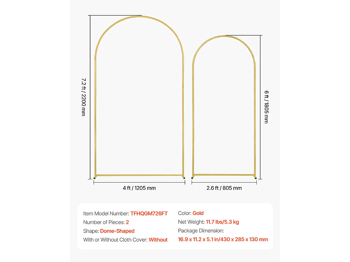 Supporto per Arco Metallico SucceBuy per Archi Nuziali, per Tutte le Occasioni, Set da 2 Pezzi