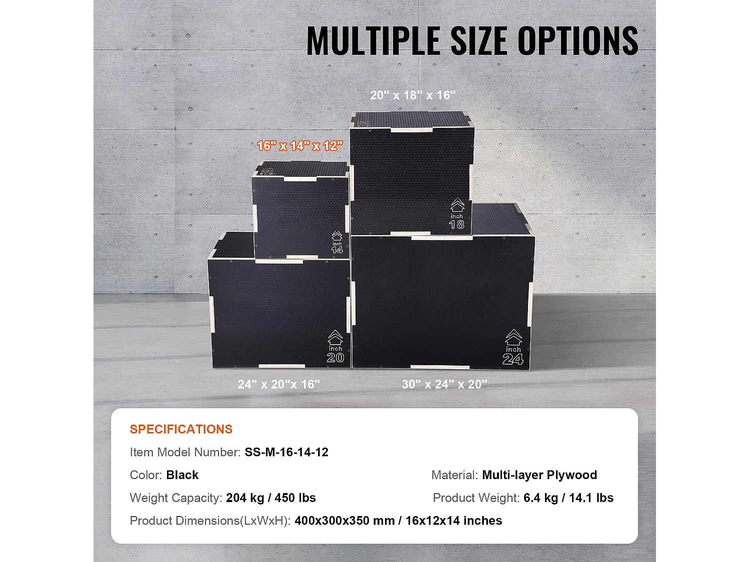 Boîte de Saut Pliométrique SucceBuy, 3 en 1, 40/35/30 cm, Charge 204 kg, en Bois, pour Entraînement Pliométrique Step-ups