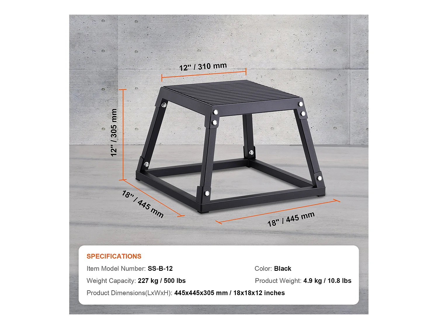 Cassa per Salto Pliometrico SucceBuy, Cassa Pliometrica 30.5 cm d'Alto, Carica 227 kg