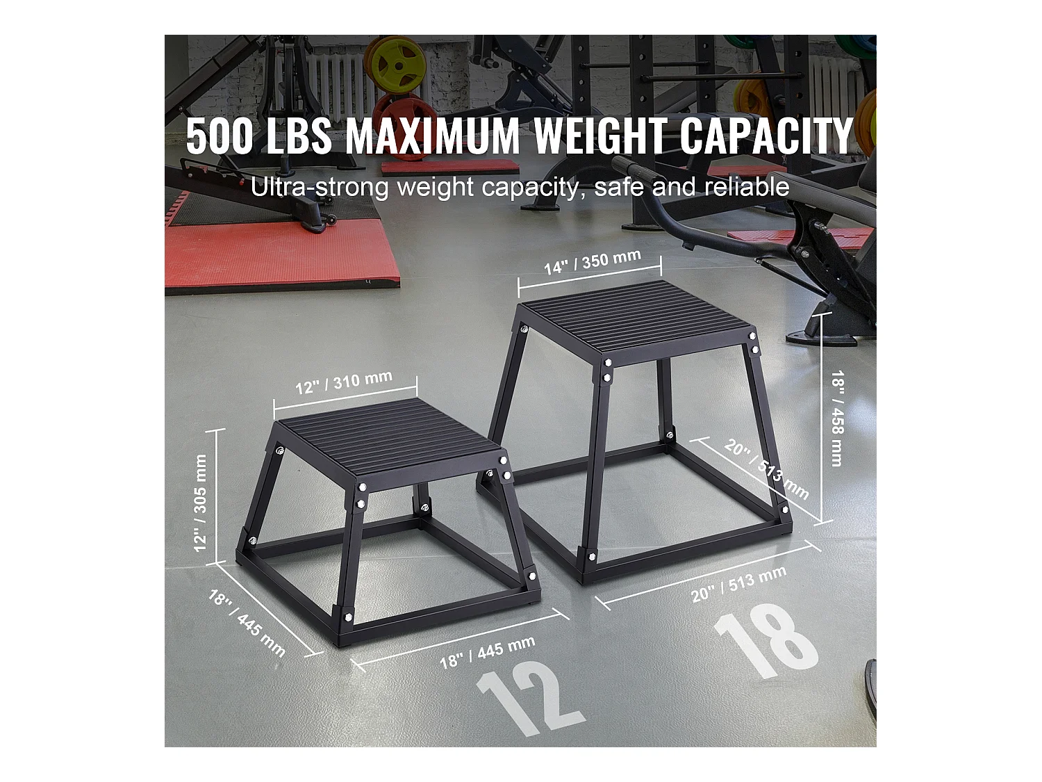 Cassa per Salto Pliometrico SucceBuy, Cassa Pliometrica 30.5 cm d'Alto, Carica 227 kg