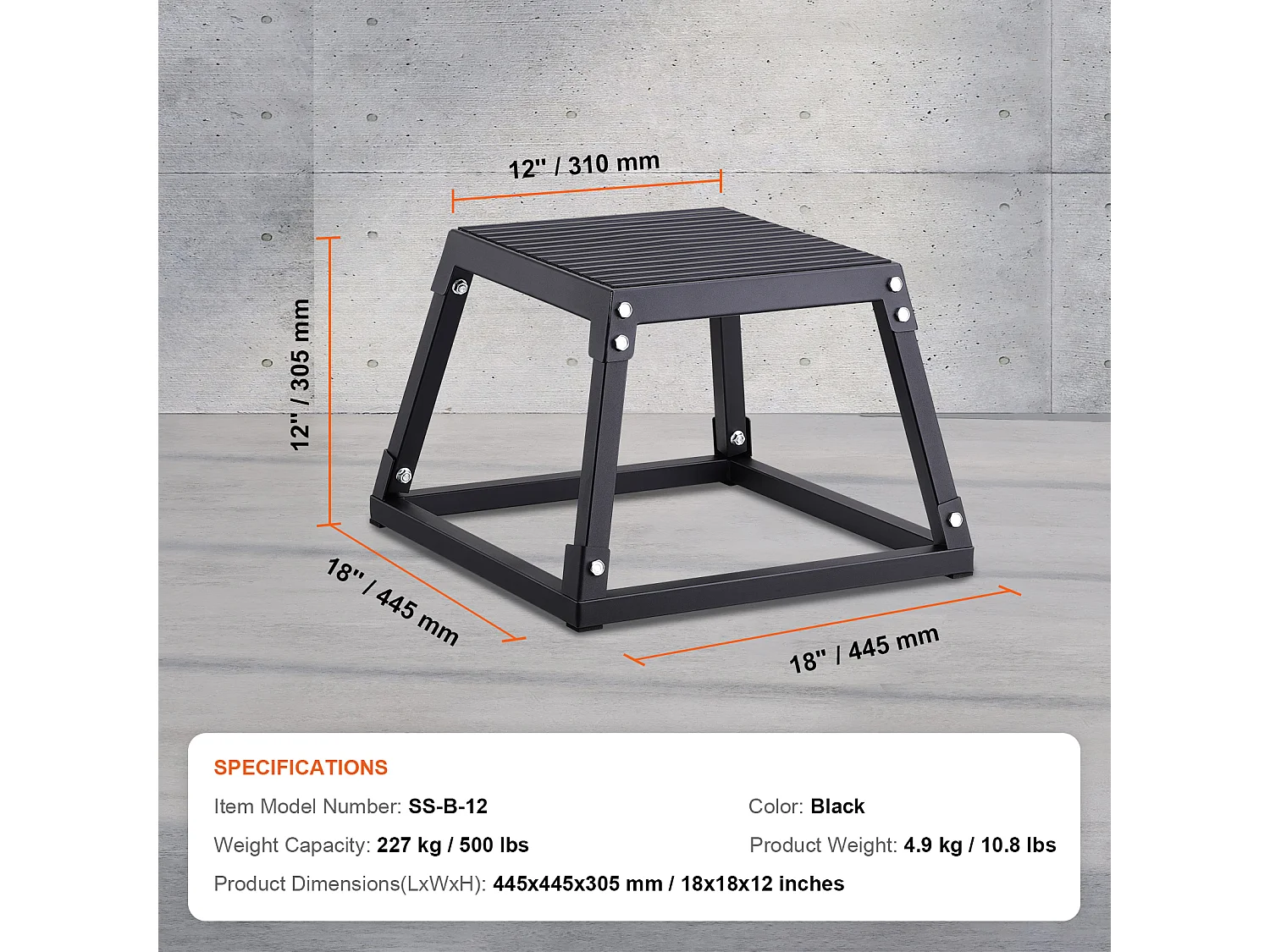 Boîte de Saut Pliométrique SucceBuy, Boîte de Pliométrie 30.5 cm de Haut, Charge 227 kg