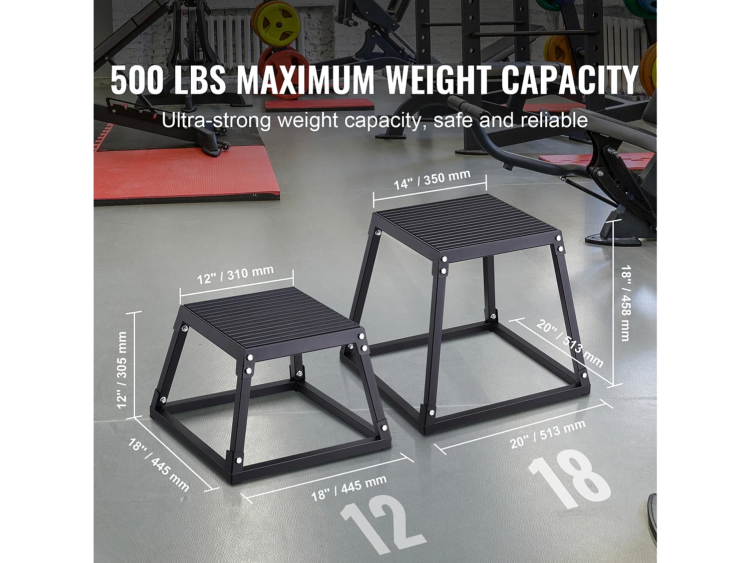 Boîte de Saut Pliométrique SucceBuy, Boîte de Pliométrie 30.5 cm de Haut, Charge 227 kg