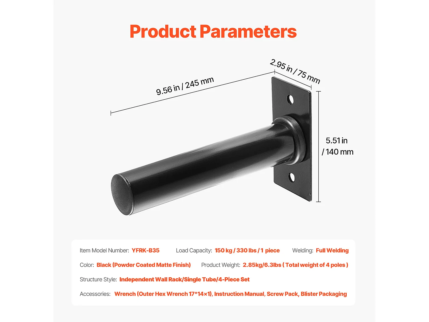 Supporto da Parete per Dischi SucceBuy, Confezione da 4 per Dischi da 50,8 mm, Eccellente Supporto per Riporre i Pesi
