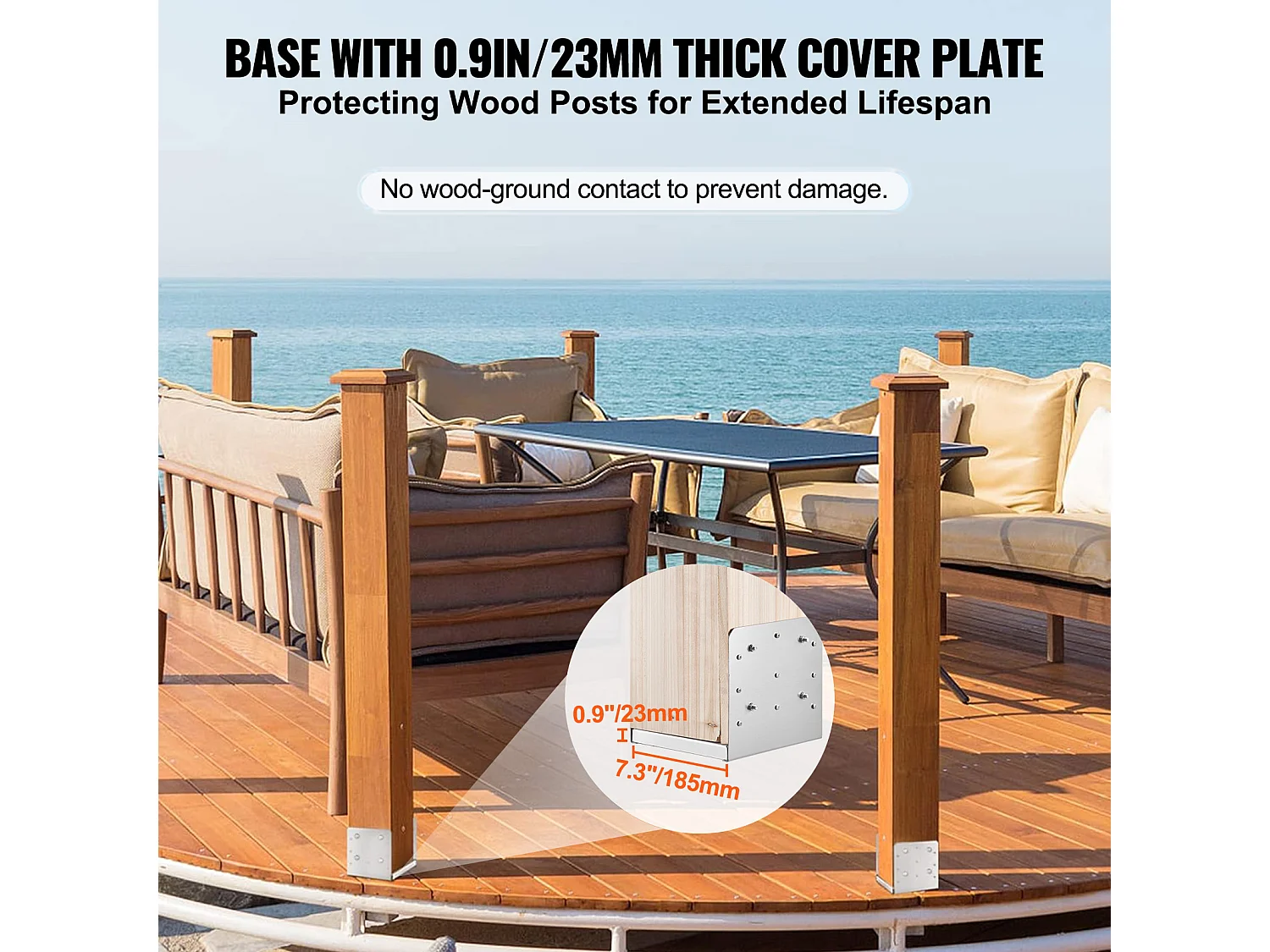 Ondersteuningskit SucceBuy Betonnen Terraspaalanker 8 x 8 inch (203,2 x 203,2 mm), Verstelbare Paalbeugel, 1 stuk