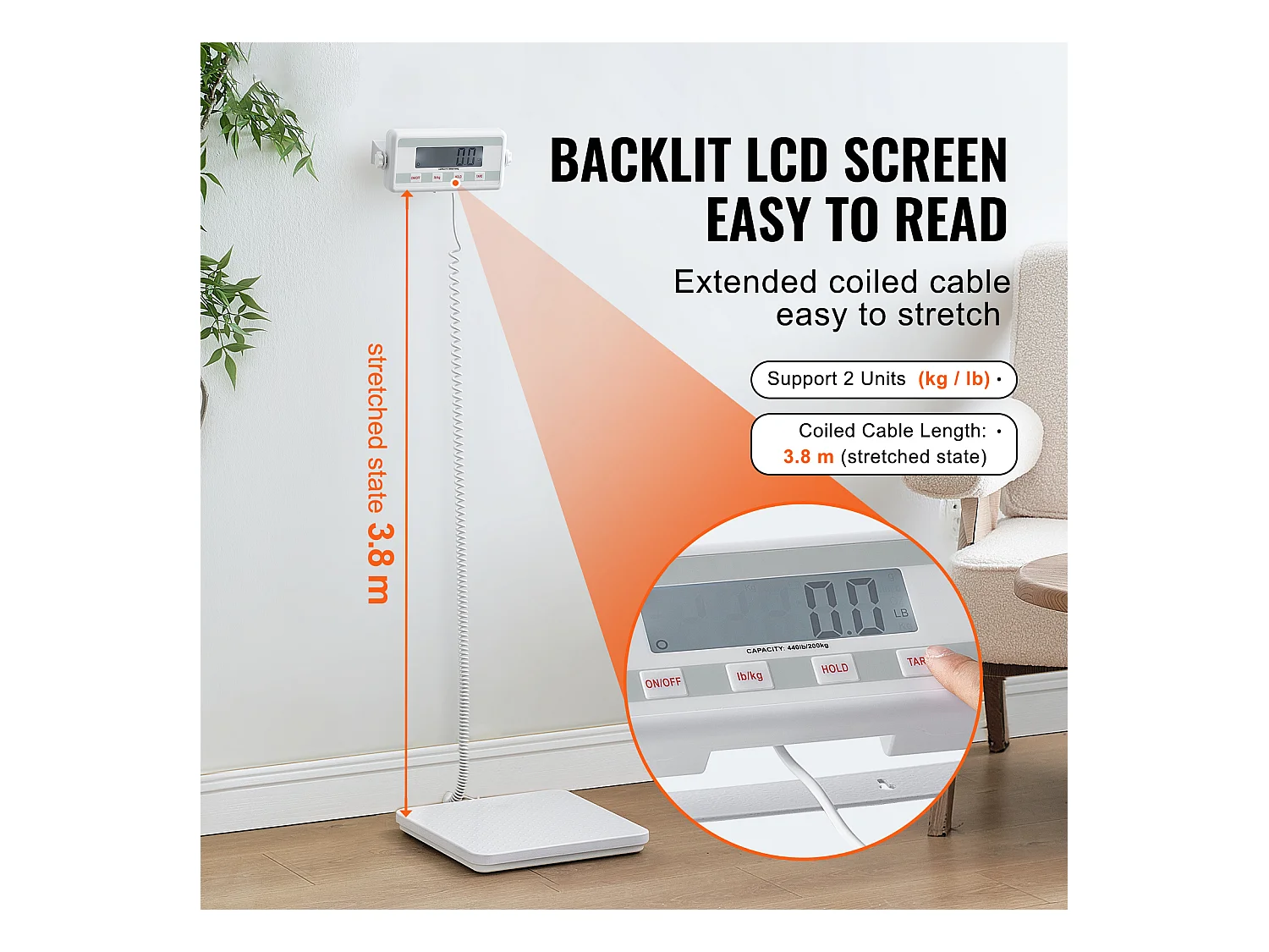 Báscula, SucceBuy Báscula Médica Portátil 200 kg - Pesaje Digital Preciso - Superficie Antideslizante - Uso Profesional