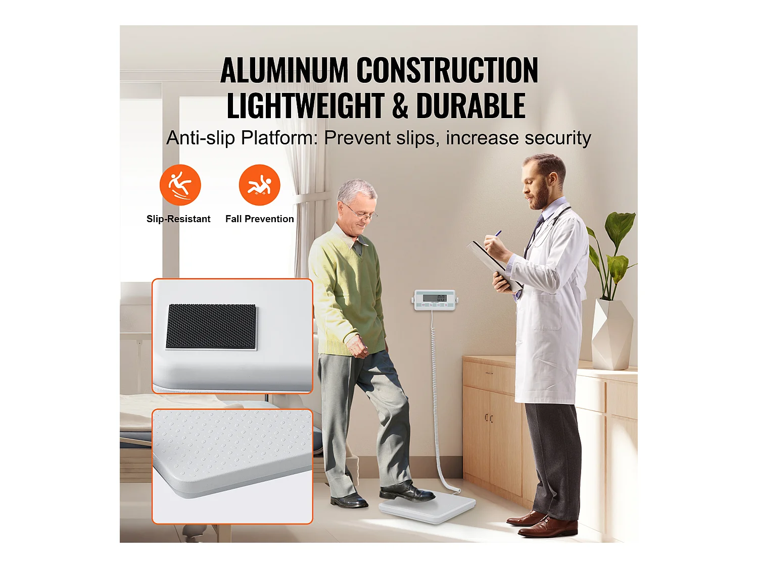 Báscula, SucceBuy Báscula Médica Portátil 200 kg - Pesaje Digital Preciso - Superficie Antideslizante - Uso Profesional