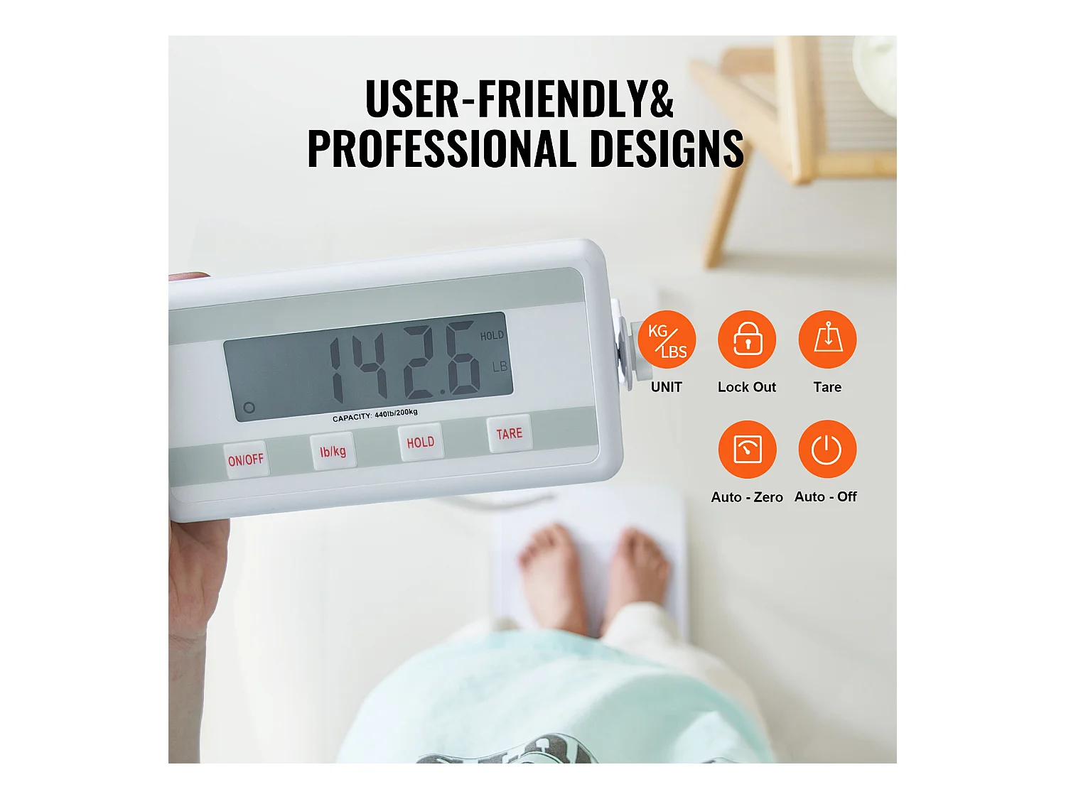 Báscula, SucceBuy Báscula Médica Portátil 200 kg - Pesaje Digital Preciso - Superficie Antideslizante - Uso Profesional