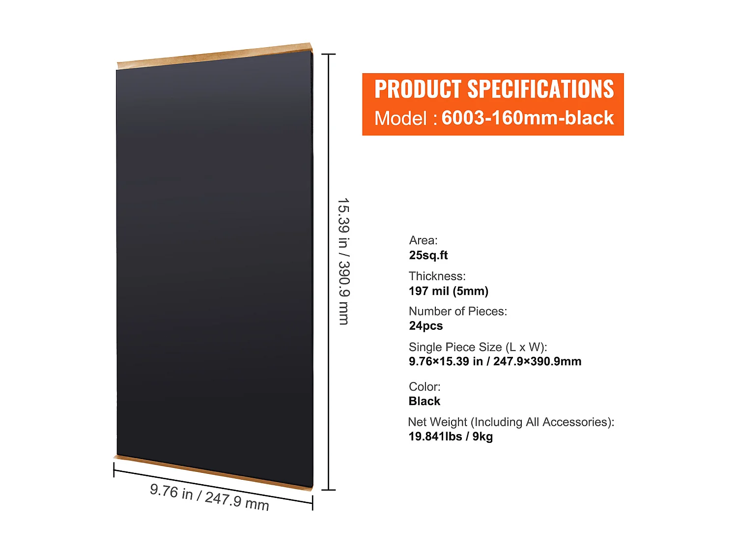 Tapis d'Isolation Phonique SucceBuy, 24,9 x 39,9 x 0.5 cm, Amortisseur de Bruit Automobile en Butyle, Isolation du Bruit et des Vibrations pour Véhicule