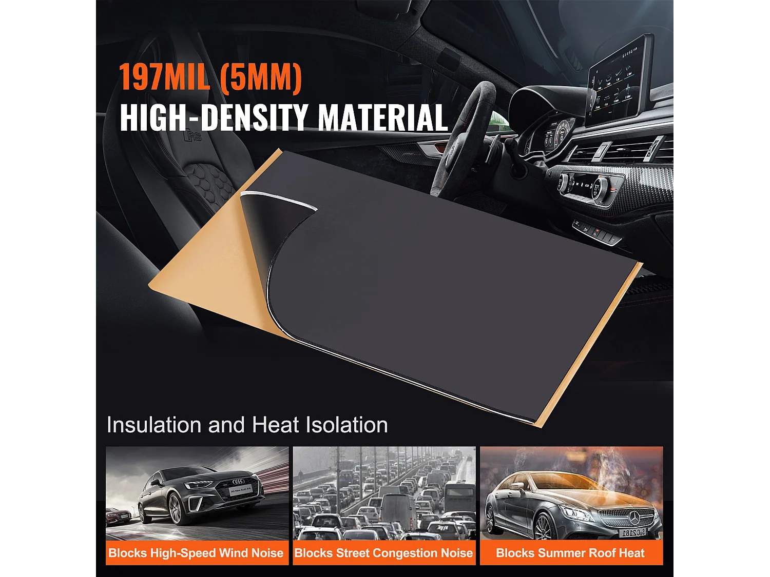 Tapis d'Isolation Phonique SucceBuy, 24,9 x 39,9 x 0.5 cm, Amortisseur de Bruit Automobile en Butyle, Isolation du Bruit et des Vibrations pour Véhicule