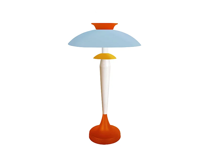 Lampe de Salon TOSEL ,métal,bois,Orange , H57xD40xP40cm