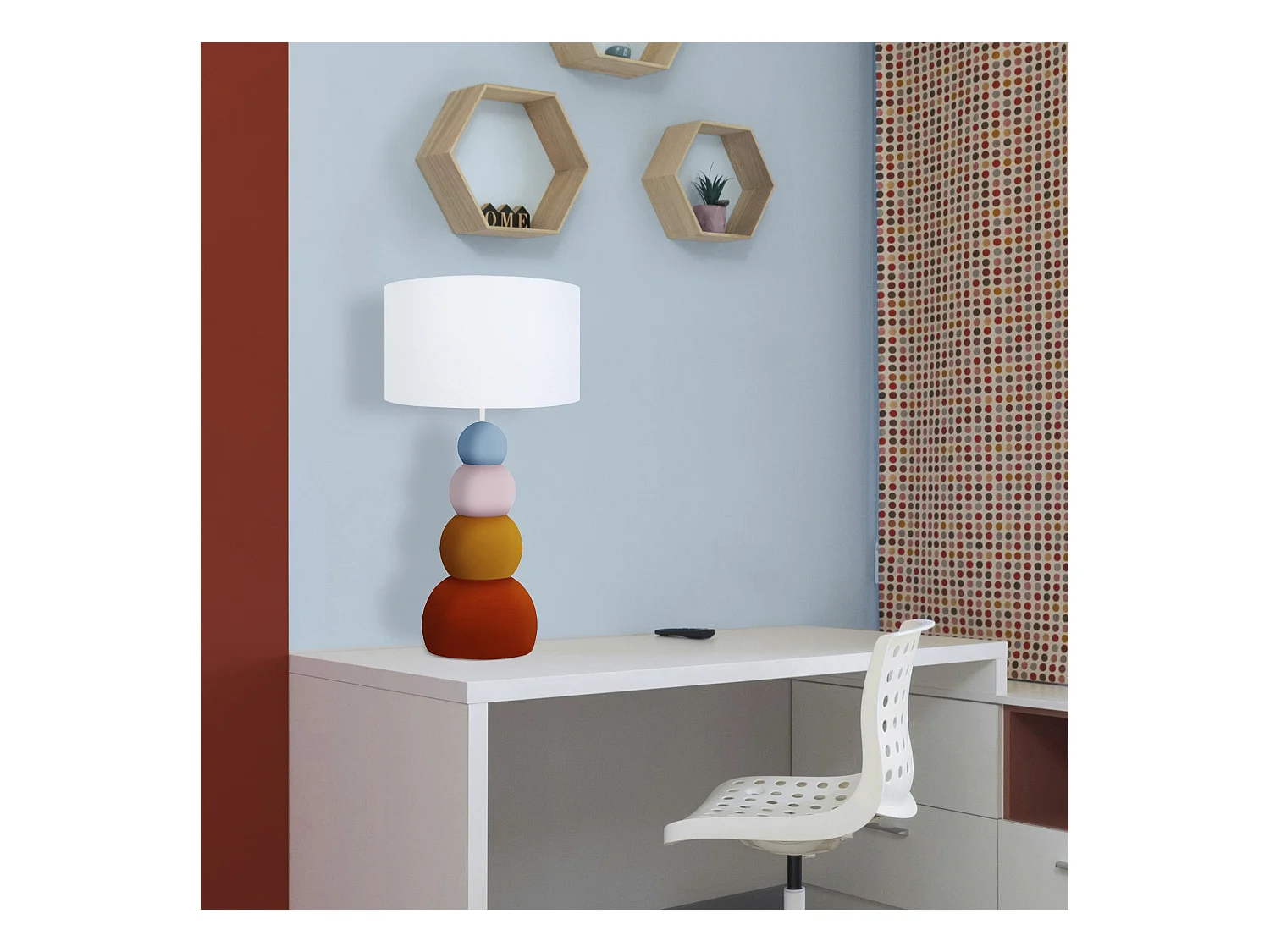 Lampe a Poser TOSEL ,métal,Orange ,H36,5xD25xP25cm