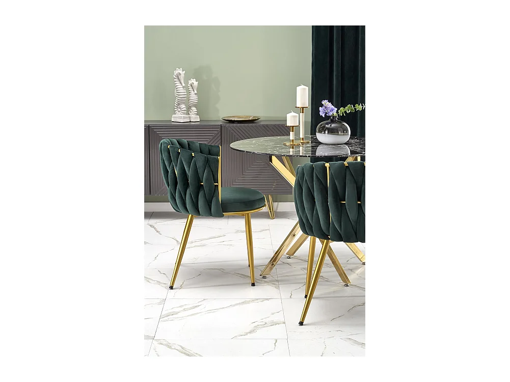Sedia K517/Rivestimento in tessuto di velluto e metallo/Verde