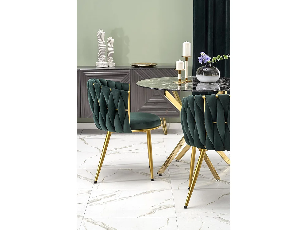 Sedia K517/Rivestimento in tessuto di velluto e metallo/Verde