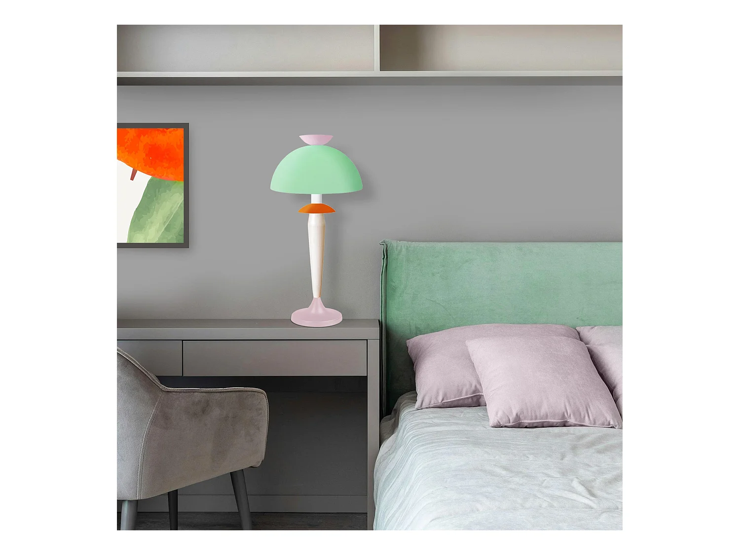 Lampe de Salon TOSEL ,métal,bois,Rose ,H52xD30x P30cm