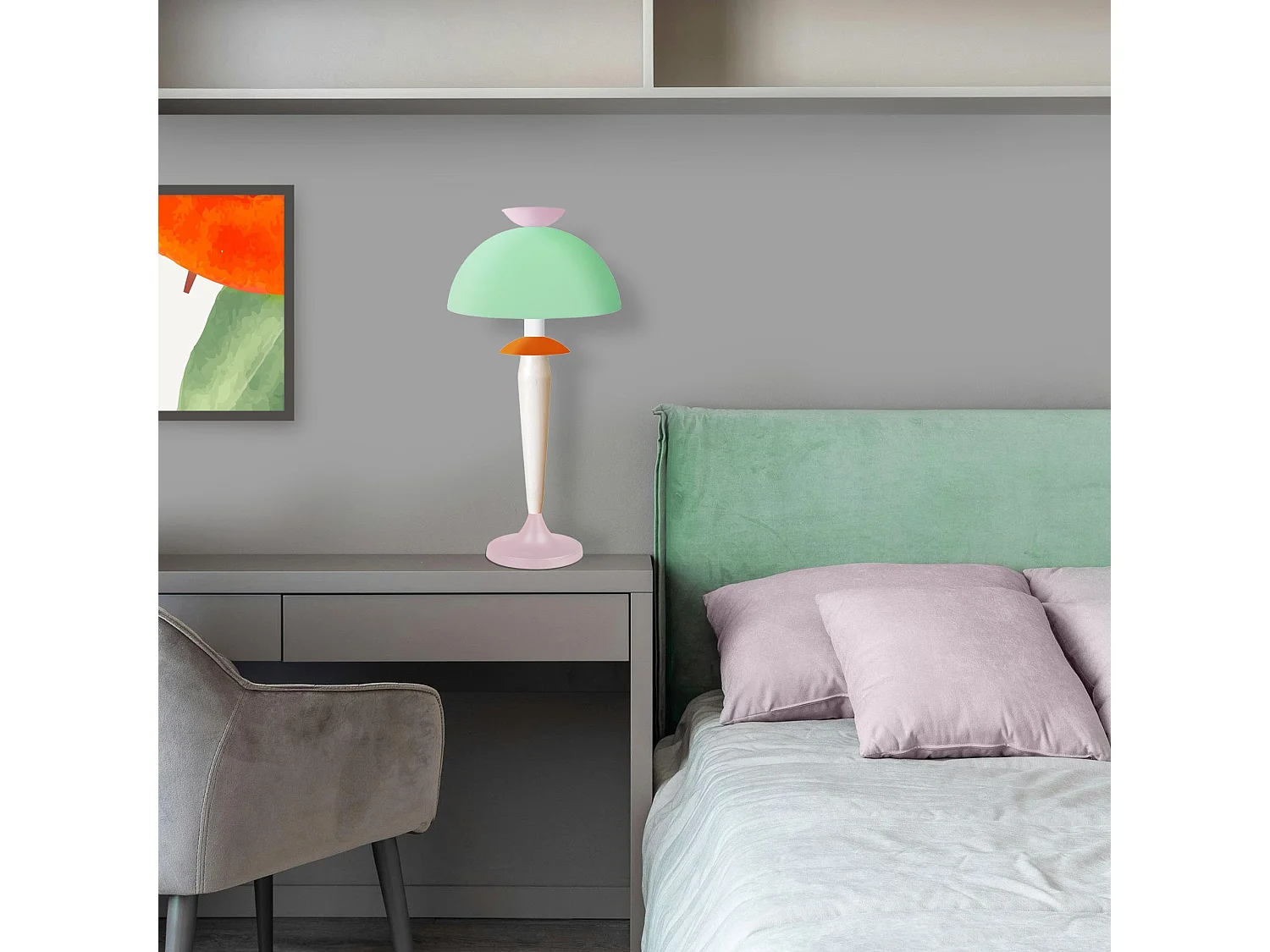 Lampe de Salon TOSEL ,métal,bois,Rose ,H52xD30x P30cm