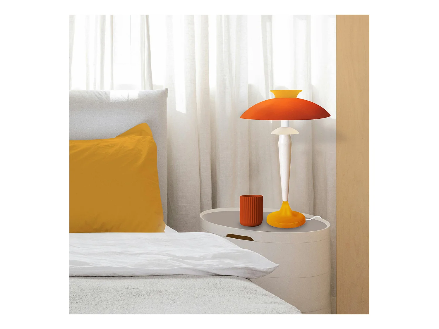 Lampe de Salon TOSEL ,métal,bois,Jaune ,H 57xD40xP40cm