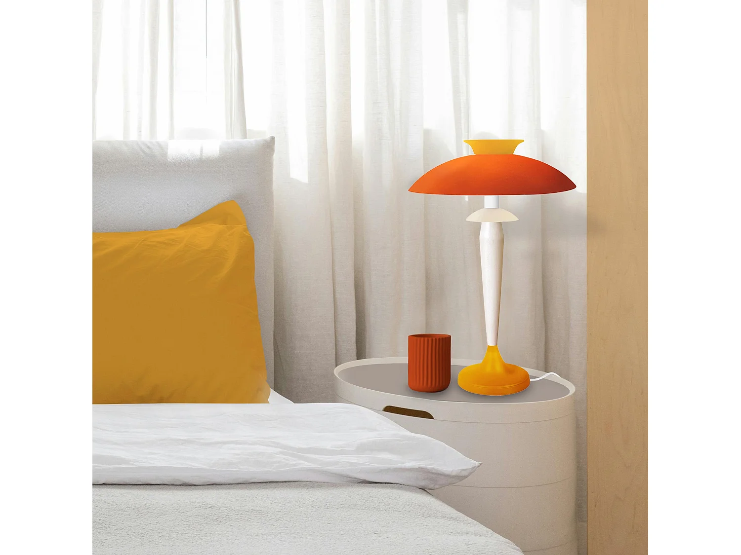 Lampe de Salon TOSEL ,métal,bois,Jaune ,H 57xD40xP40cm