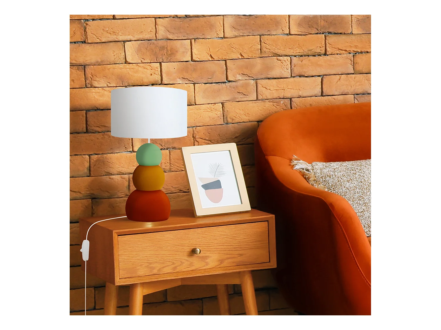 Lampe a Poser TOSEL ,métal,Orange ,H31xD16xP16cm