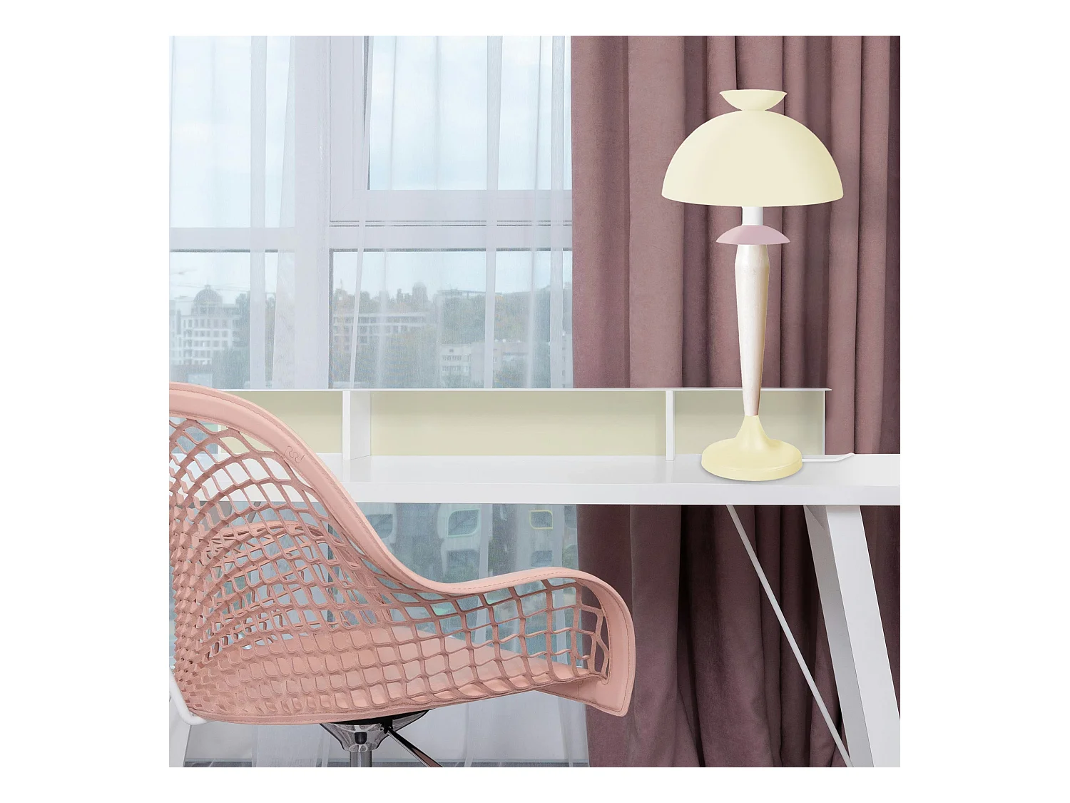 Lampe de Salon TOSEL ,métal,bois,beige,H52xD30x P 30cm