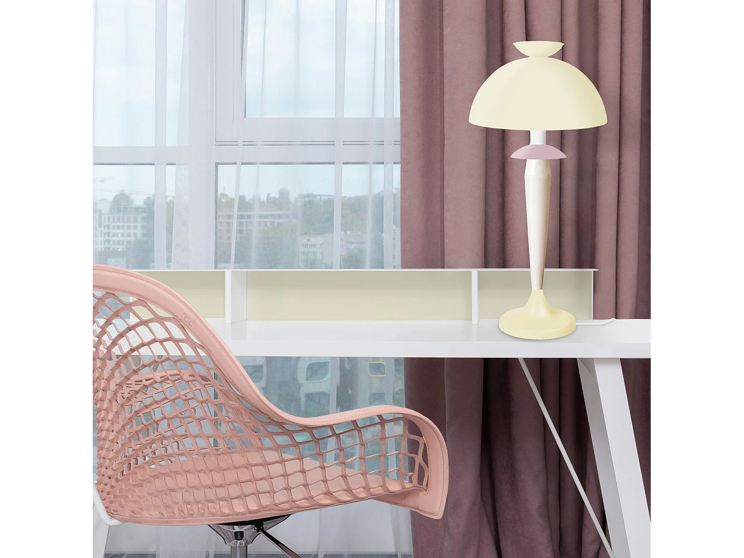 Lampe de Salon TOSEL ,métal,bois,beige,H52xD30x P 30cm