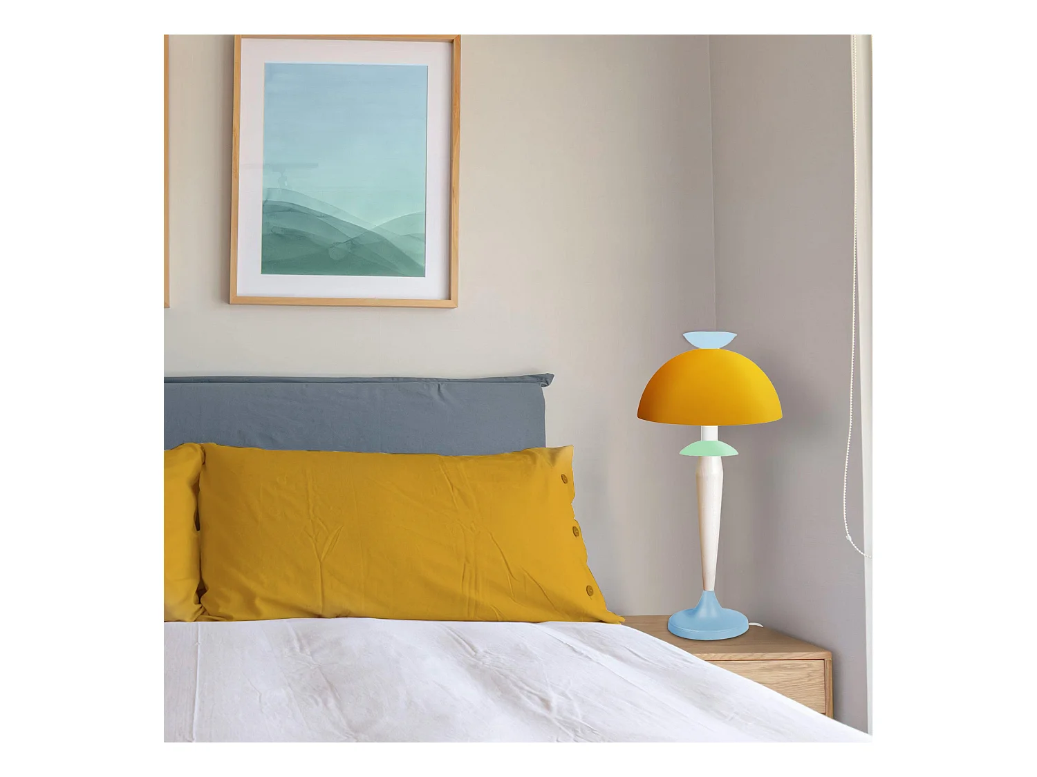 Lampe de Salon TOSEL ,métal,bois,Bleu,H52xD30xP 30cm