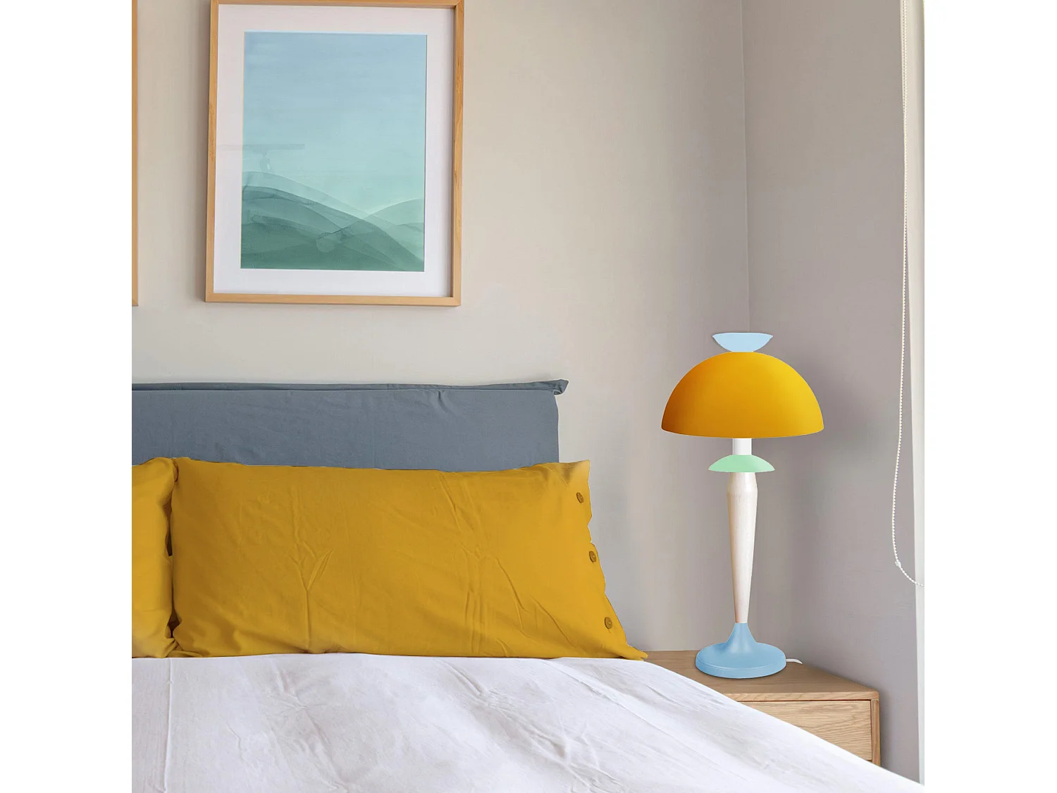 Lampe de Salon TOSEL ,métal,bois,Bleu,H52xD30xP 30cm