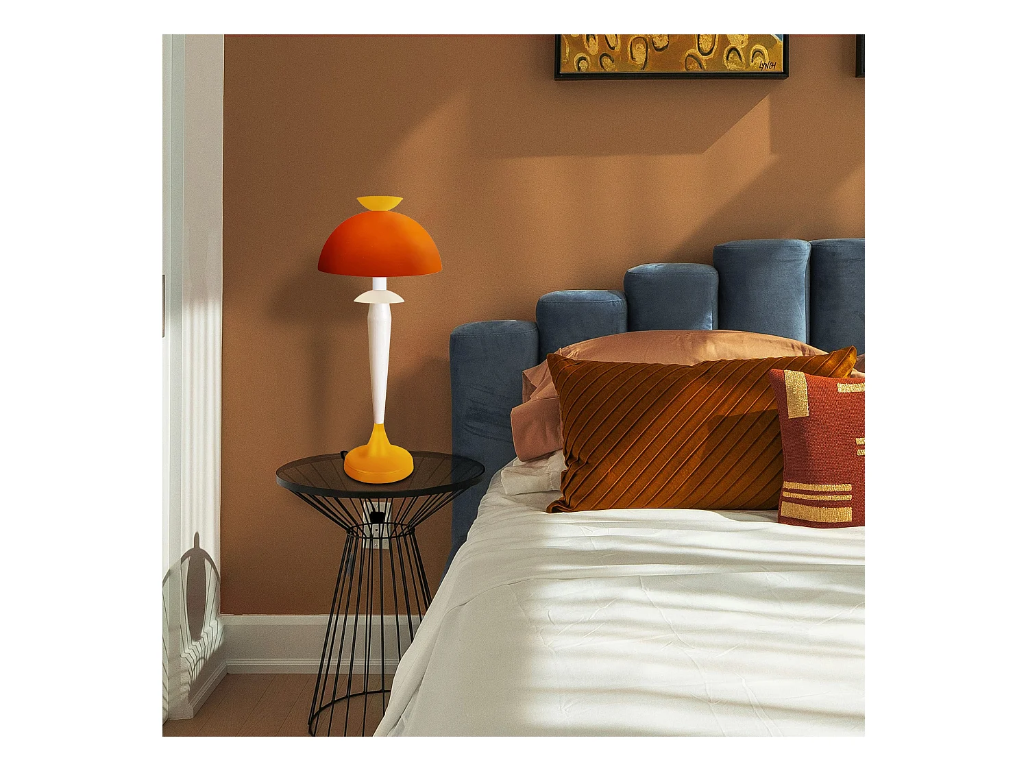 Lampe de Salon TOSEL ,métal,bois,Jaune ,H52x D 30xP30cm