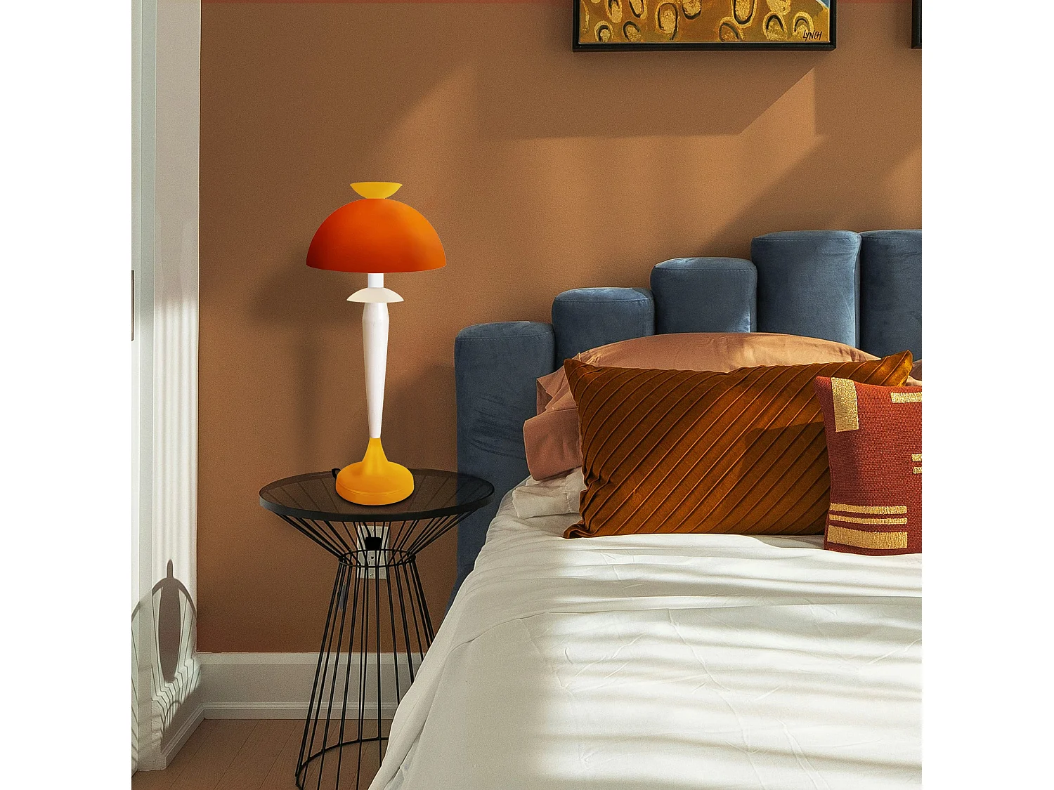Lampe de Salon TOSEL ,métal,bois,Jaune ,H52x D 30xP30cm