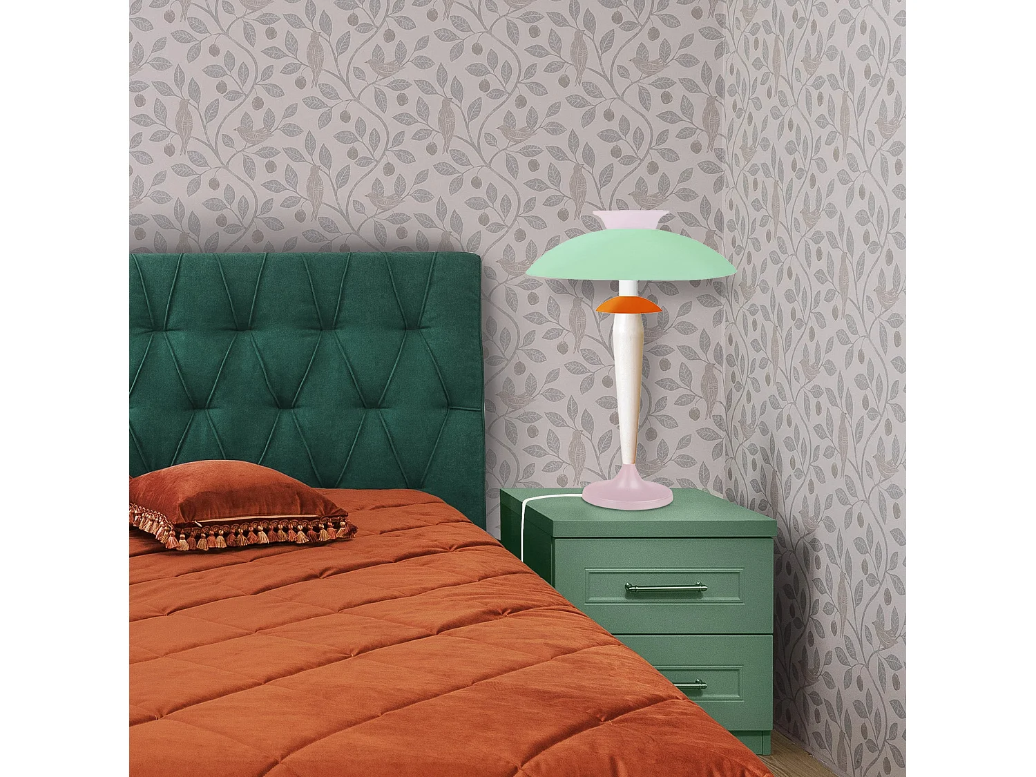 Lampe de Salon TOSEL ,métal,bois,Rose , H 57xD40xP40cm