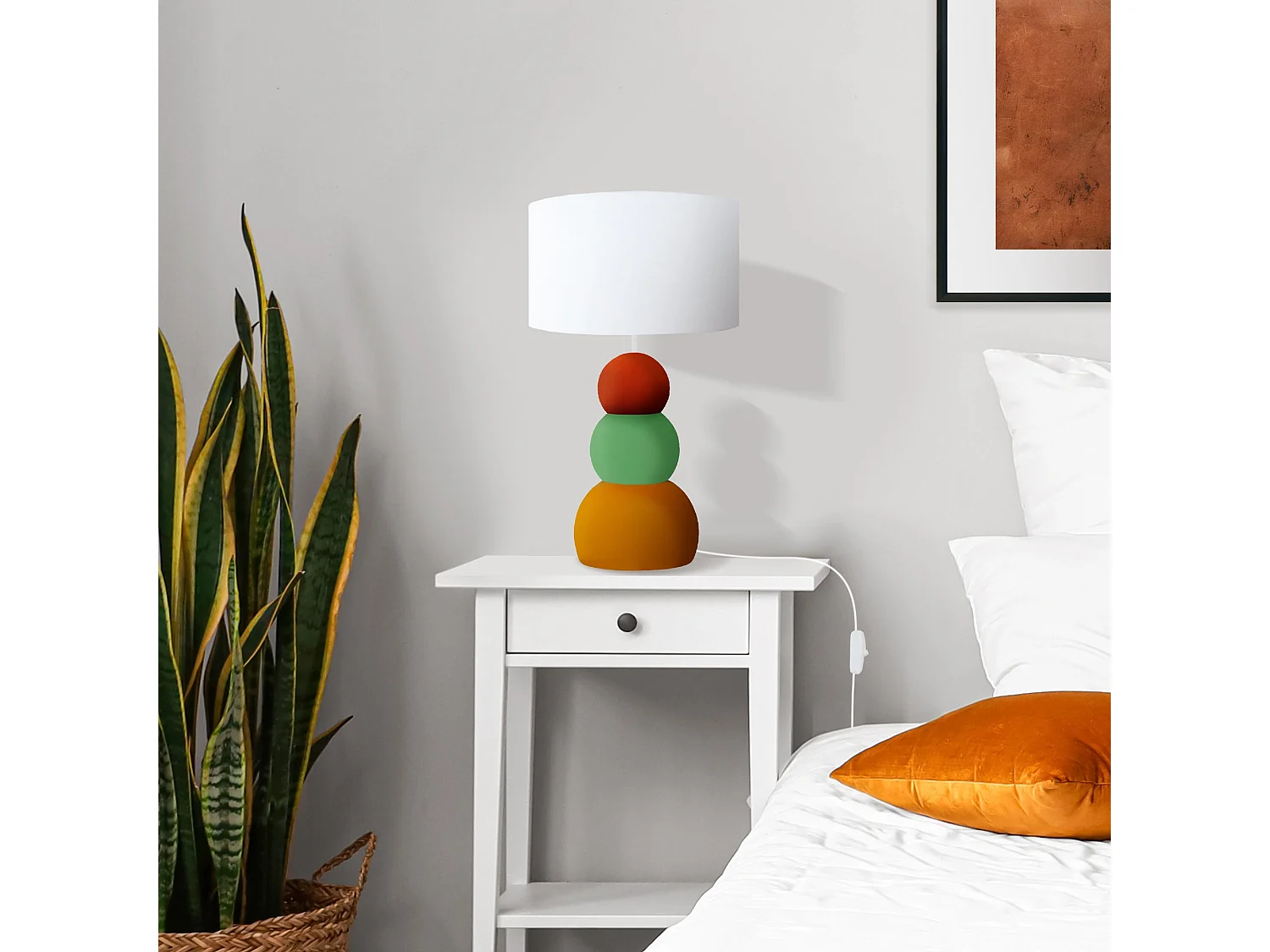 Lampe a Poser TOSEL ,métal,Jaune ,H31xD16xP16cm