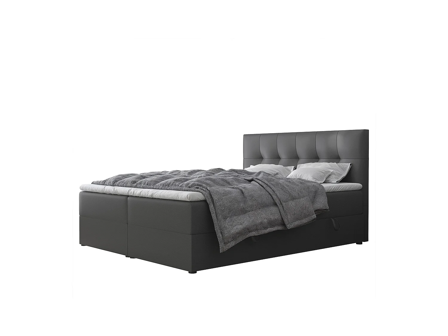 Lit continental rembourré avec surmatelas, noir  - 160x200 - RENZO