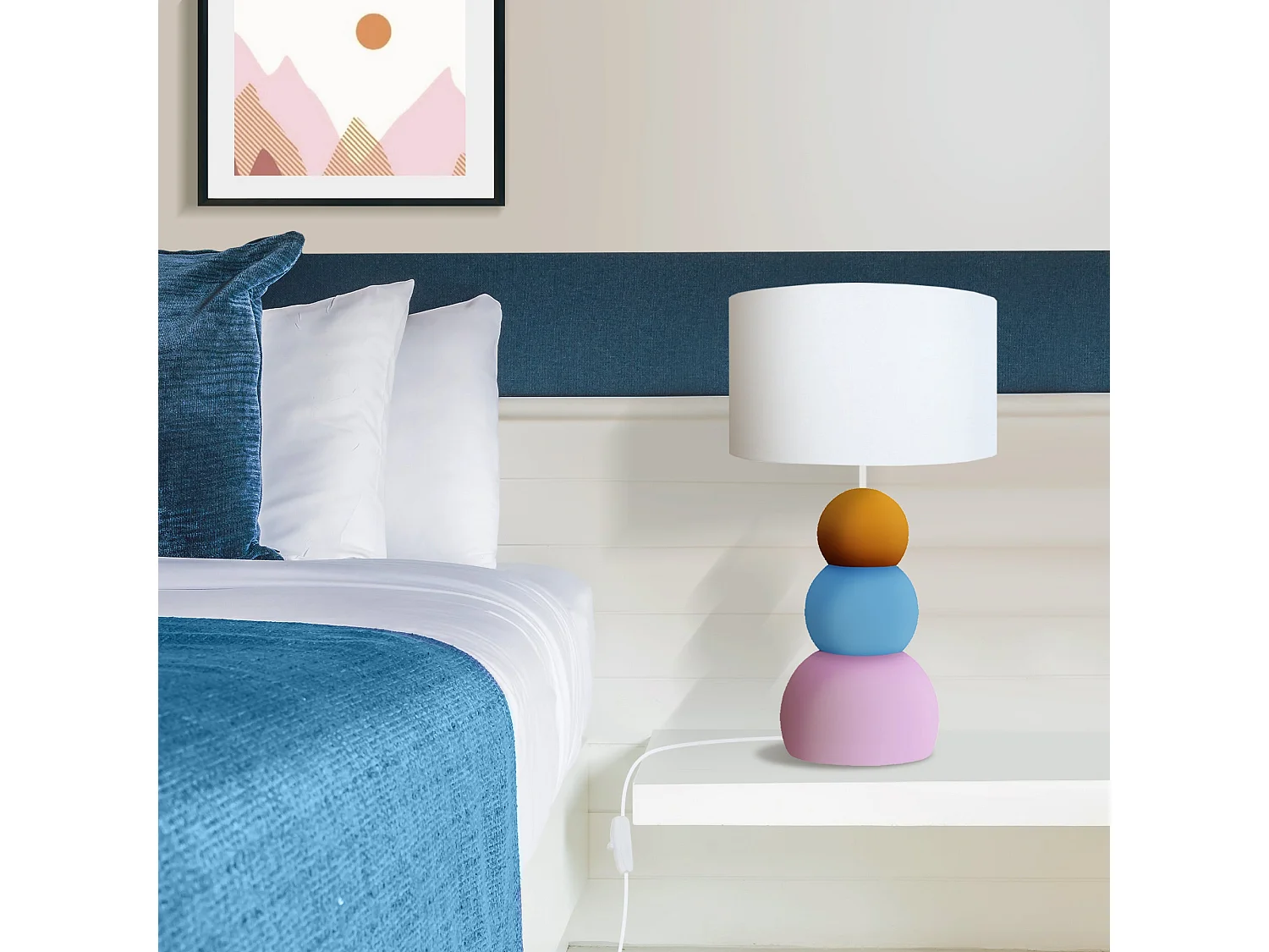 Lampe a Poser TOSEL ,métal,Rose ,H31xD16xP16cm