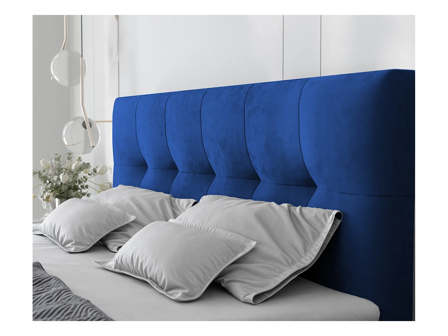 Lit continental rembourré avec surmatelas, bleu - 200x200 - RENZO