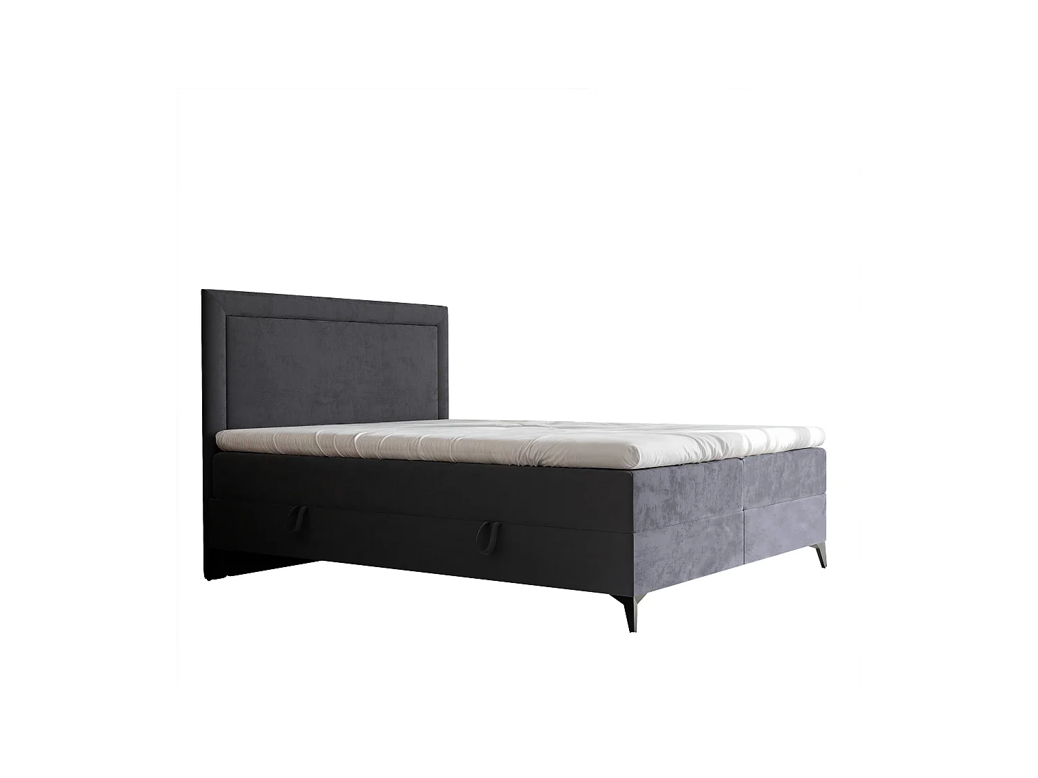 Lit continental rembourré avec surmatelas, gris anthracite - 140x200 - NERO