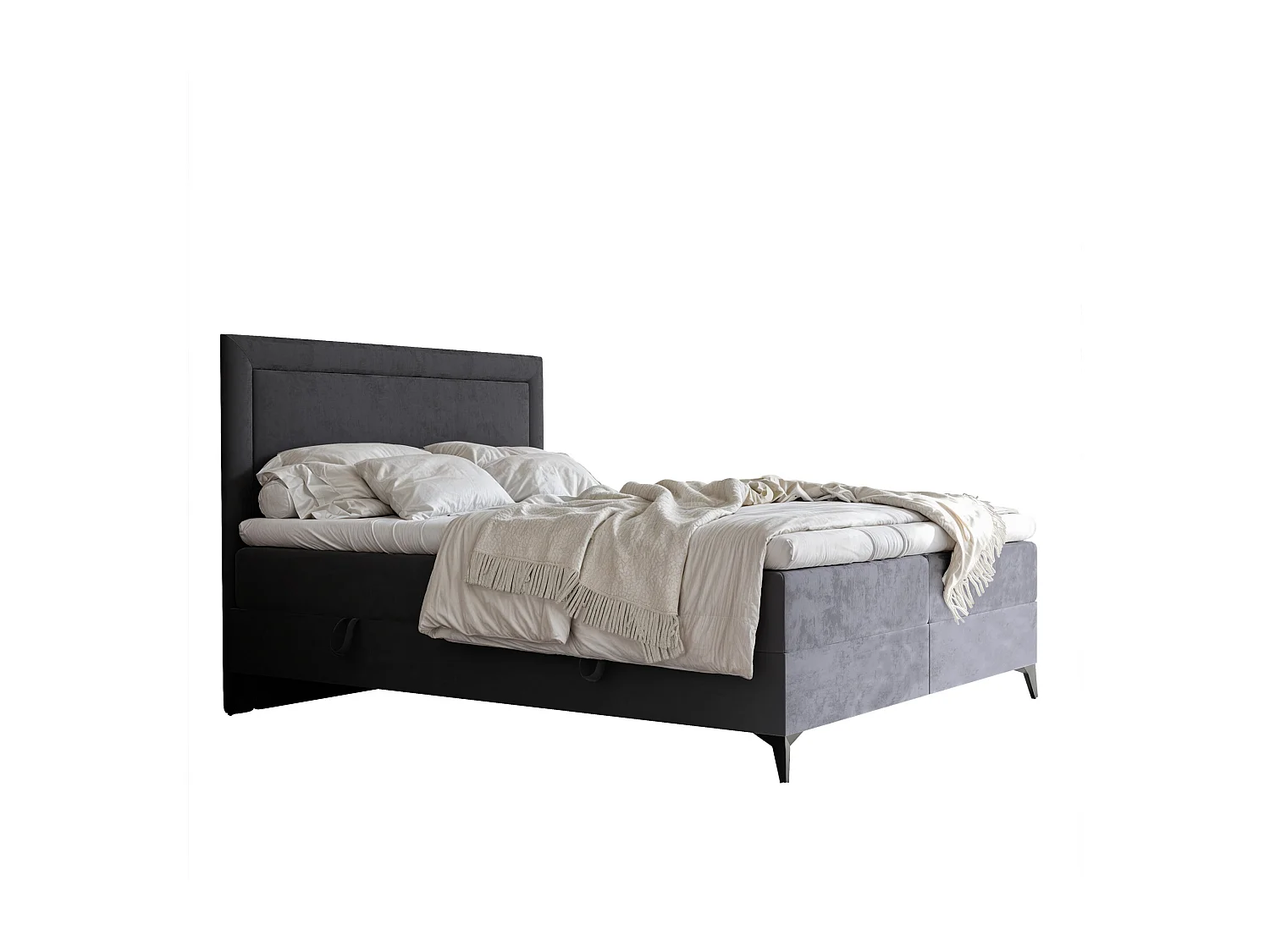 Lit continental rembourré avec surmatelas, gris anthracite - 140x200 - NERO