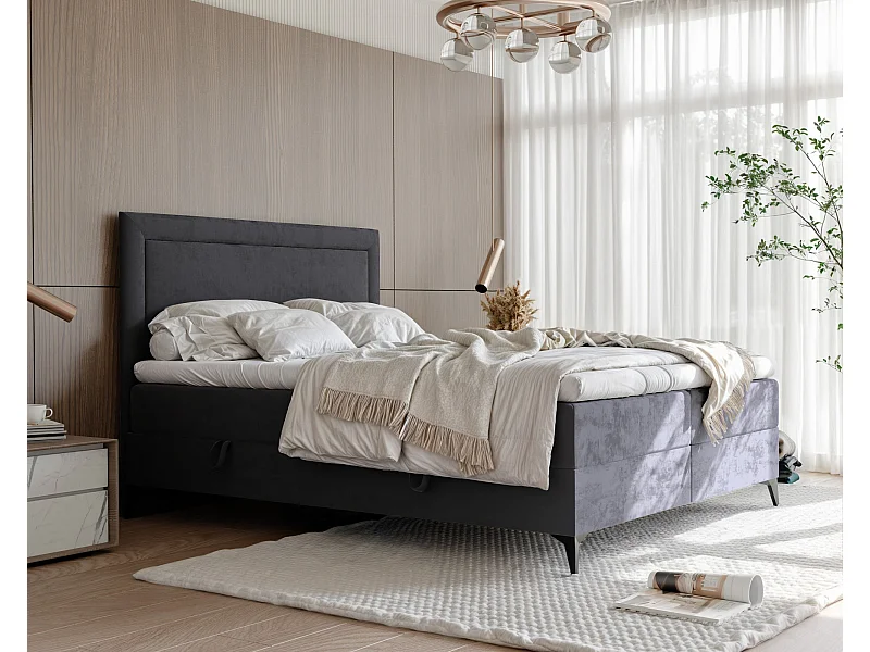 Lit continental rembourré avec surmatelas, gris anthracite - 140x200 - NERO