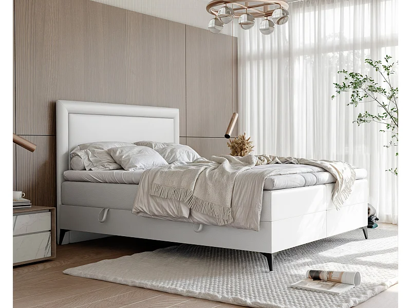 Lit continental rembourré avec surmatelas, blanc  - 180x200 - NERO