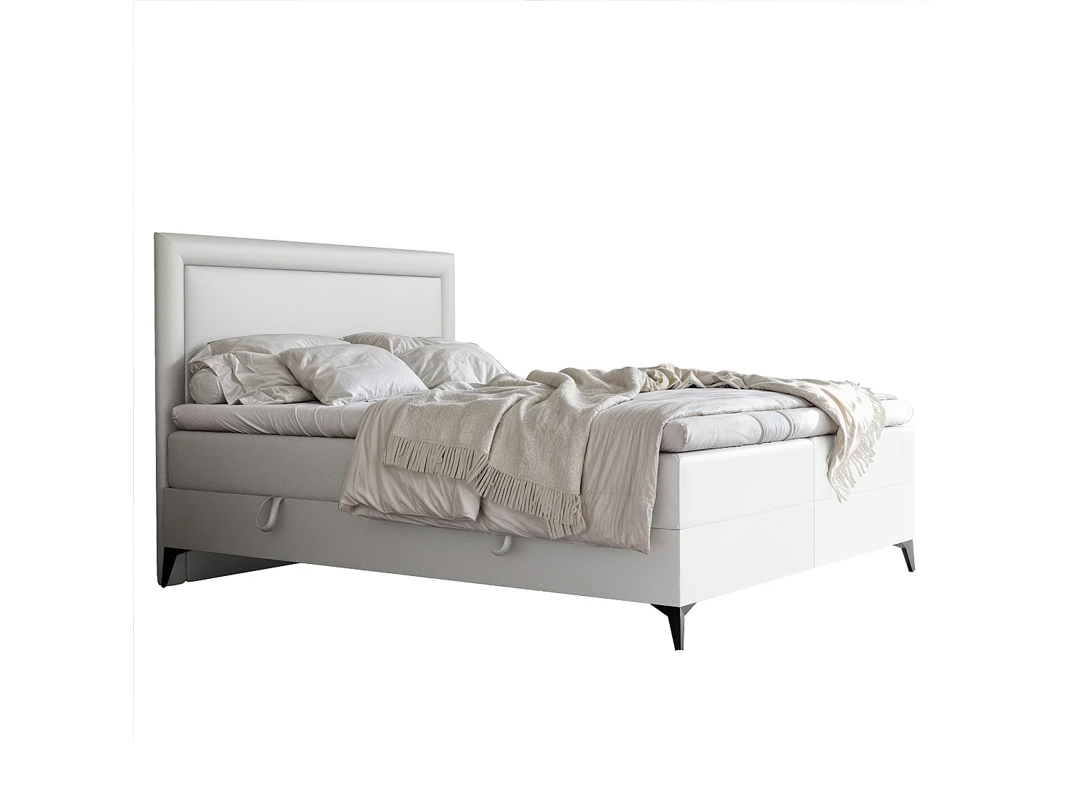 Lit continental rembourré avec surmatelas, blanc  - 180x200 - NERO