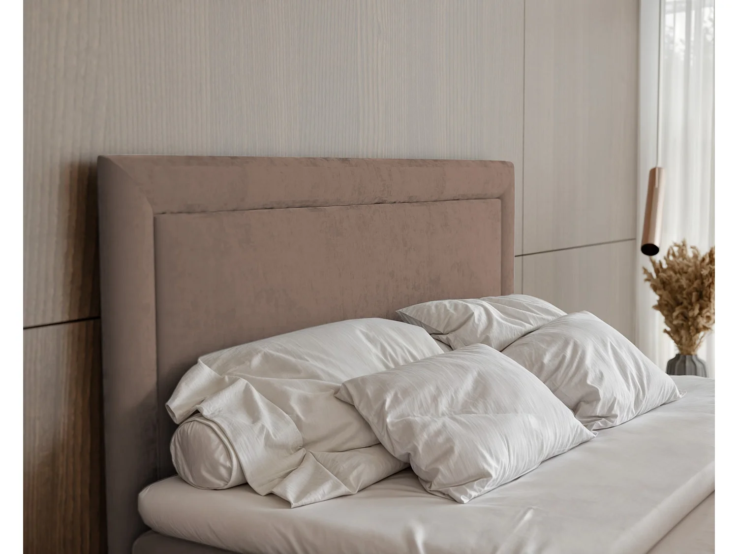 Lit continental rembourré avec surmatelas, marron - 180x200 - NERO