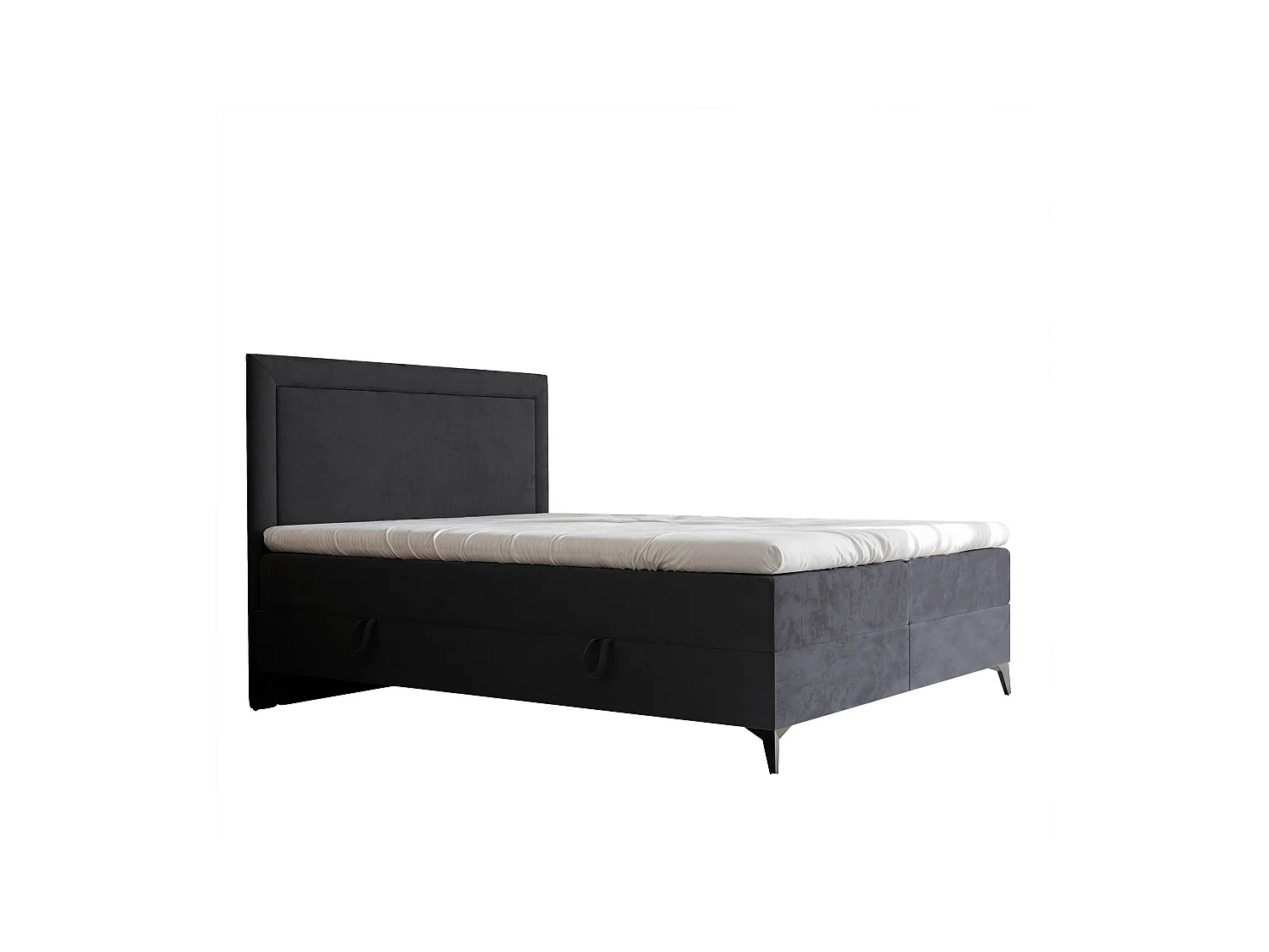 Lit continental rembourré avec surmatelas, noir - 120x200 - NERO