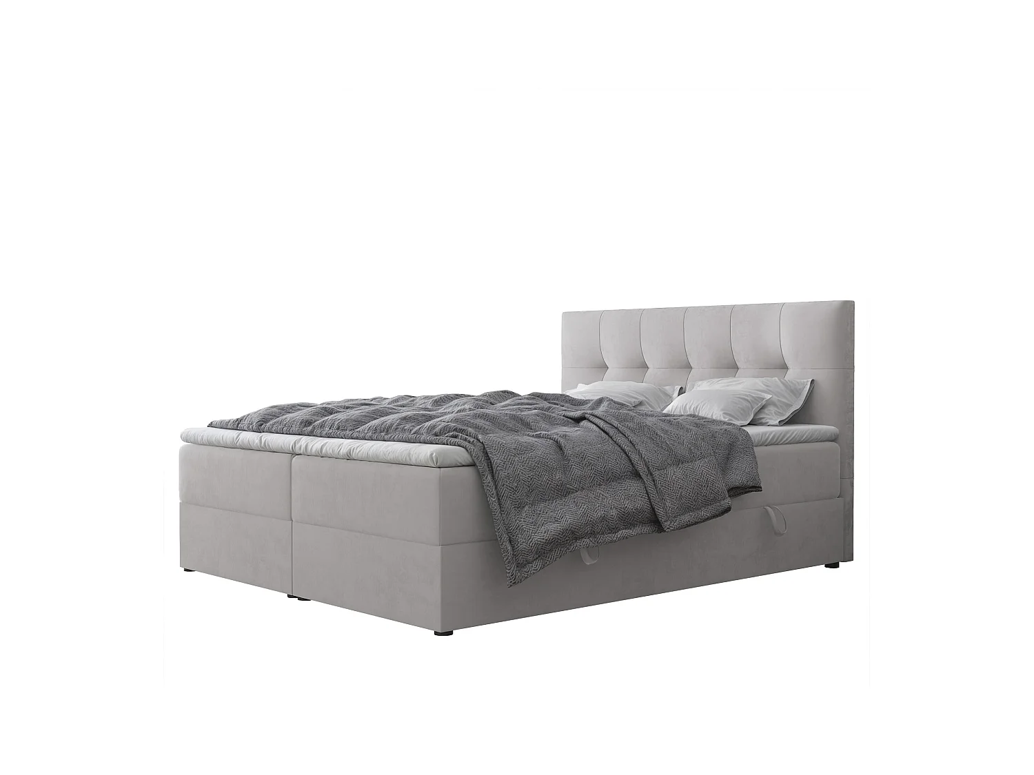 Lit continental rembourré avec surmatelas, gris - 120x200 - REZNO