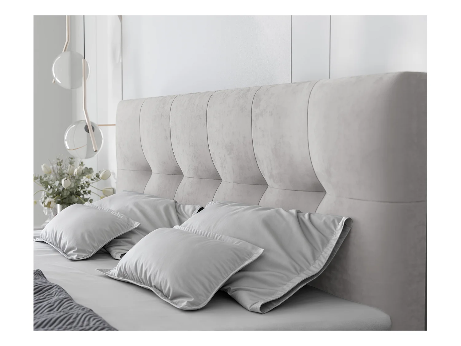 Lit continental rembourré avec surmatelas, gris - 120x200 - REZNO