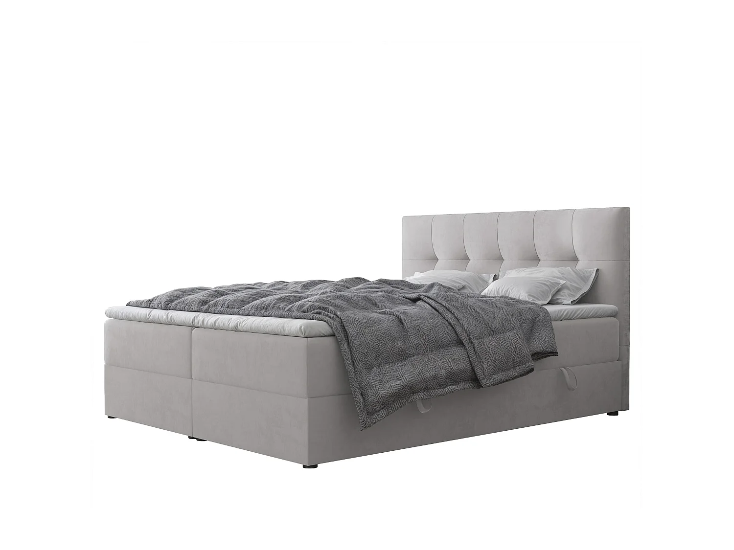 Lit continental rembourré avec surmatelas, gris - 120x200 - REZNO