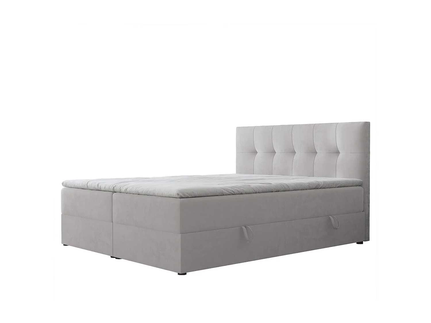 Lit continental rembourré avec surmatelas, gris - 120x200 - REZNO