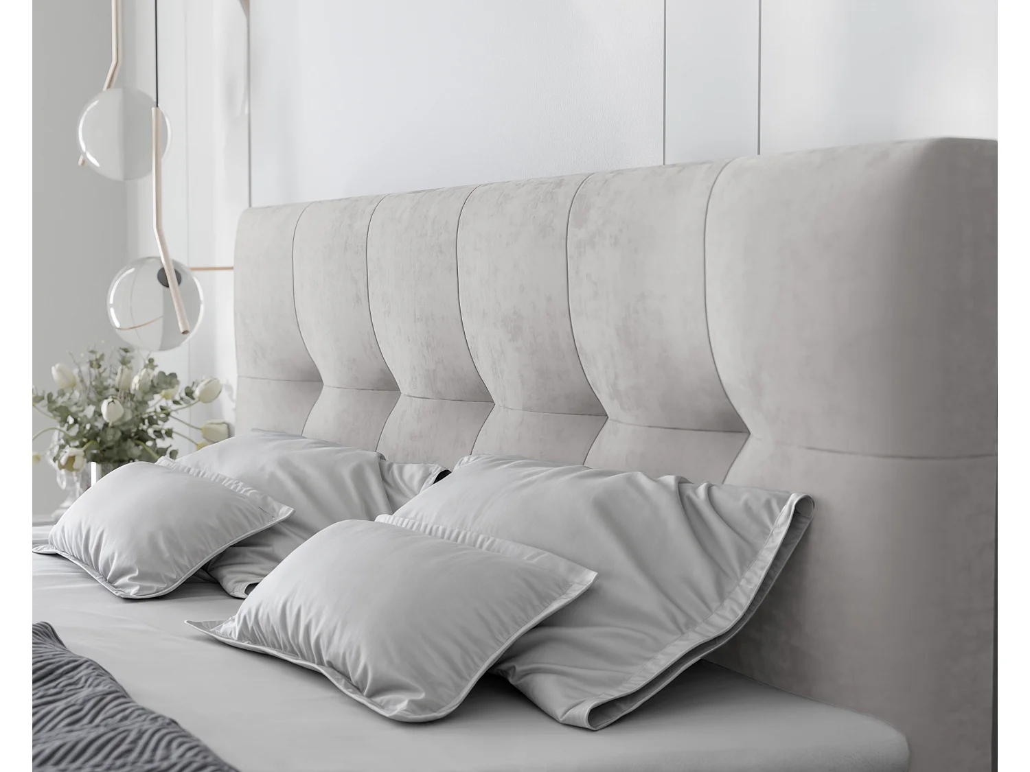 Lit continental rembourré avec surmatelas, gris - 120x200 - REZNO