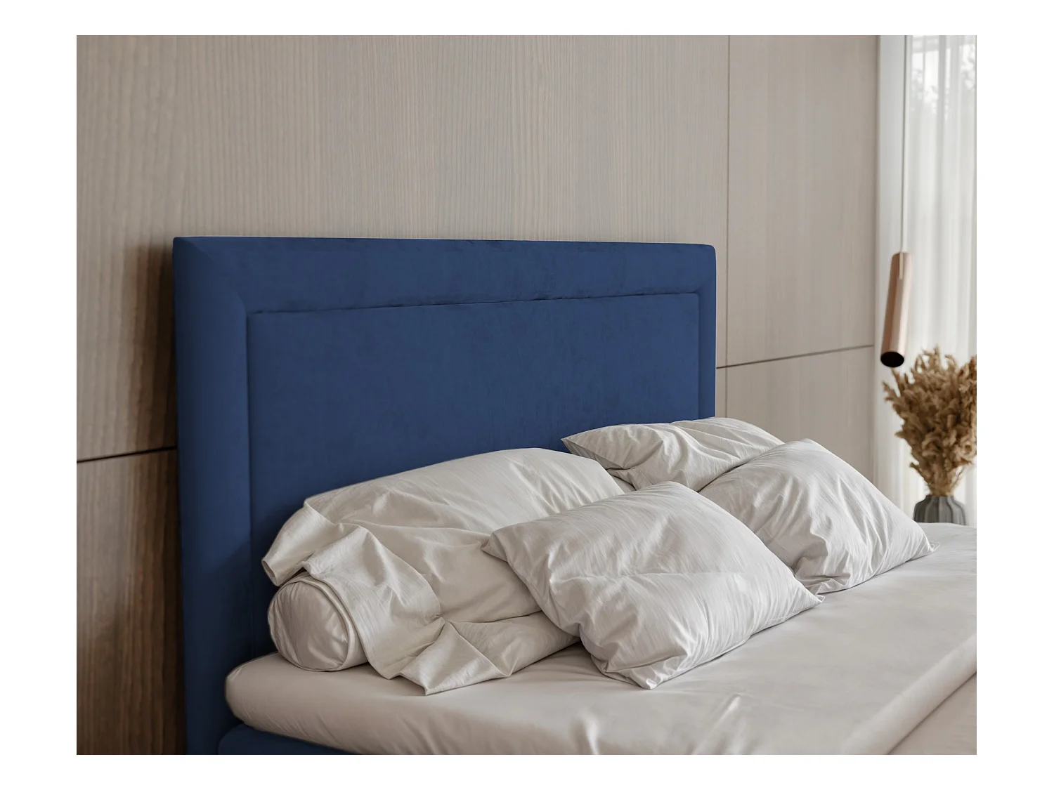 Lit continental rembourré avec surmatelas, bleu - 200x200 - NERO